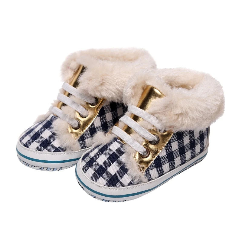 

Winter Baby Boys Girls Warm Booties Fleece Anti-Slip Soft Sole Cotton Sneakers Toddler First Walker High Top Shoes