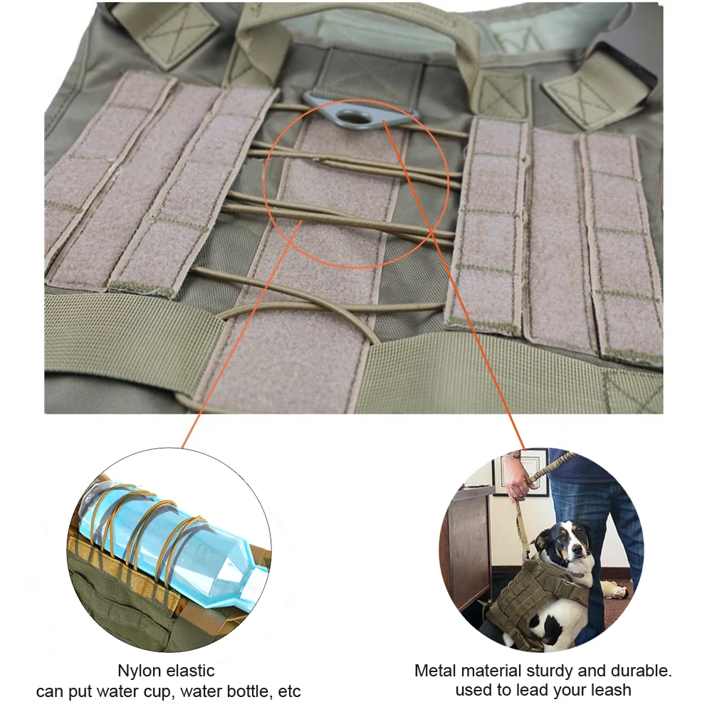 1000D Nylon K9 Pet Dog Harness Vest Military Hunting Sets with Water Bottle Carrier Bags No Pull Training 4 Pieces | Дом и сад