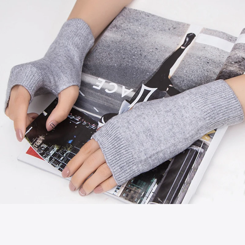 

1 Pair Winter Gloves Female Fingerless Gloves Without Fingers Women Cashmere Warm Winter Gloves Hand Wrist Warmer Mittens