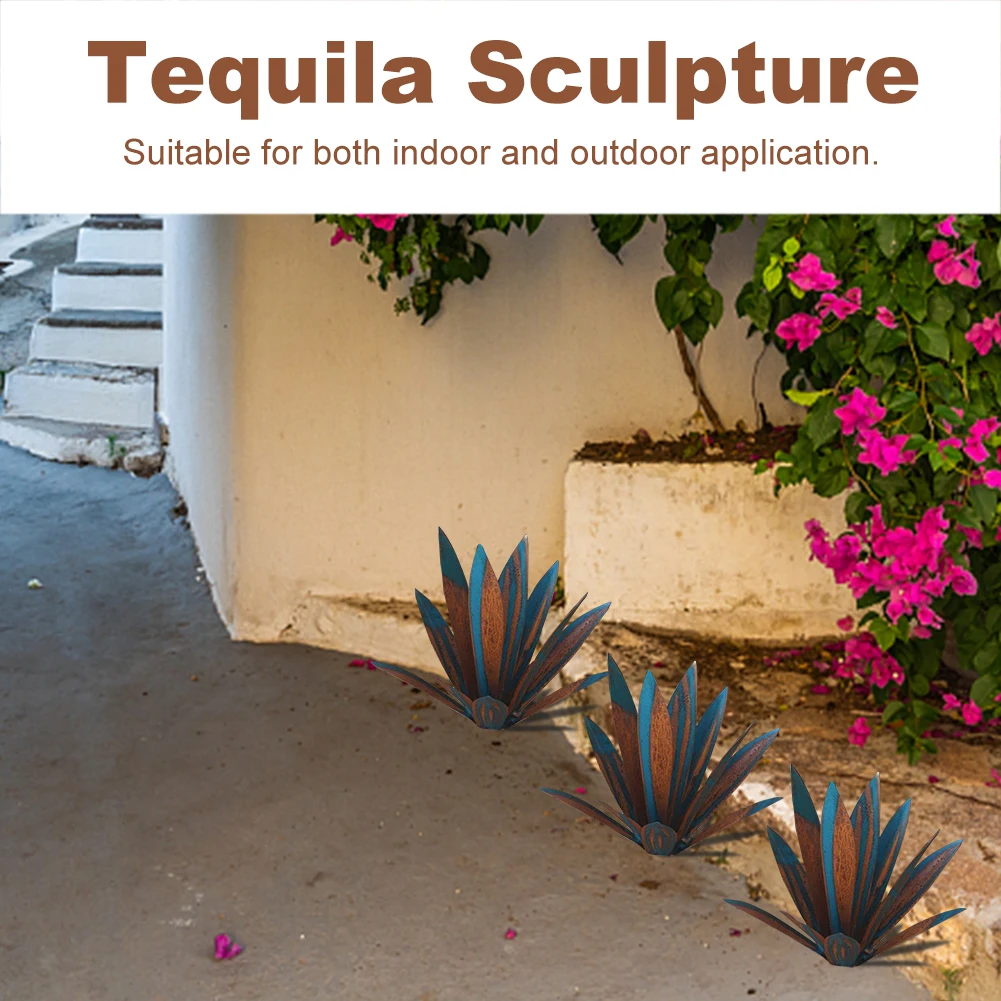 

35cm Gift Garden Lawn Tequila Sculpture Rustic Party DIY Floor Decor Backyards 9 Leaves Art Indoor Outdoor Plants Shape Ornament