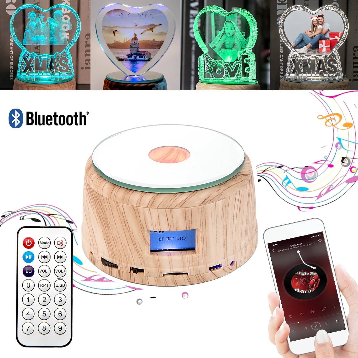 Светильник-ночник с 3D светодиодным дисплеем для фото музыкальных проигрывателей