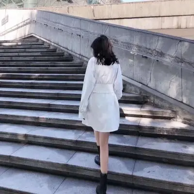 

2021 Spring Long Sleeve White Mini Dress Female Elegant Fashion Summer Clothes For Women Sashes Clothes