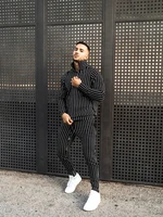 new mens sets tracksuit casual stripe sport suits fitness zipper clothing sweatpants slim fashion european trendstracksuits set