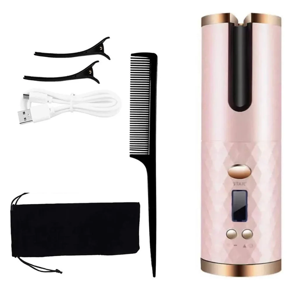 

Автоматическая Плойка для завивки волос, беспроводной утюжок с зарядкой от USB и ЖК-дисплеем, керамический инструмент для укладки