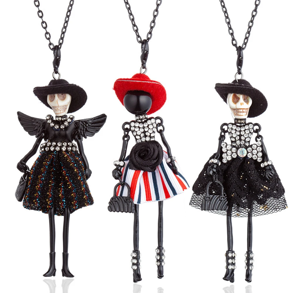 HOCOLE модные длинные куклы Цепочки Кулон ожерелье s ручной работы шляпа крыло