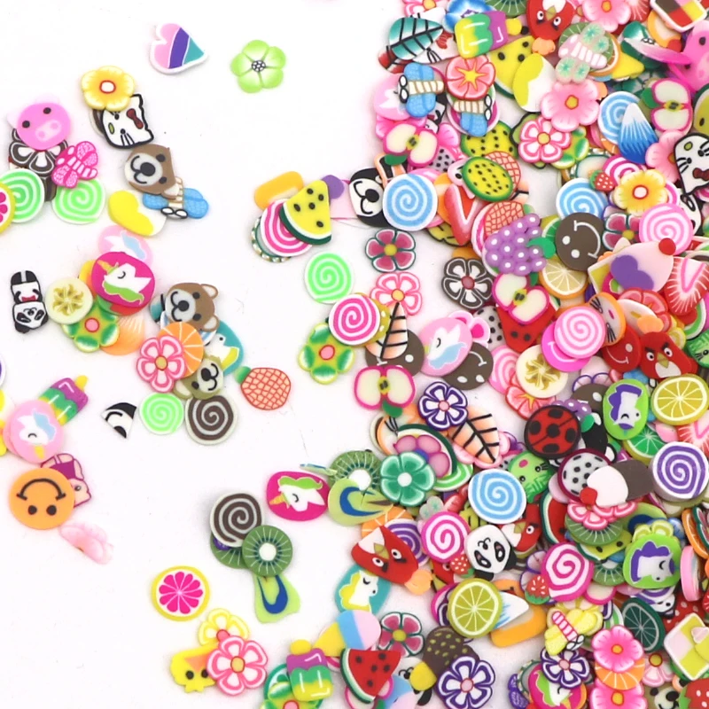 

30-5Pack Mixed Fruit Slice Animal Clay Slime Filling Nail Art Cake Flower Resin Mold Filler Nail Design DIY Craft Making Tools