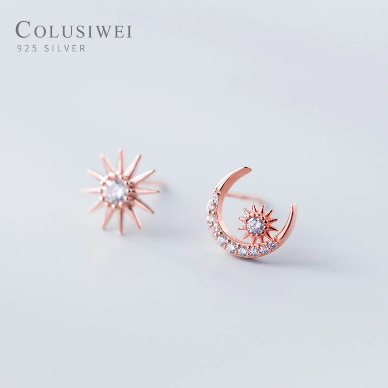 Женские серьги-гвоздики в виде Луны и солнца Colusiwei из 100% серебра 925 пробы |