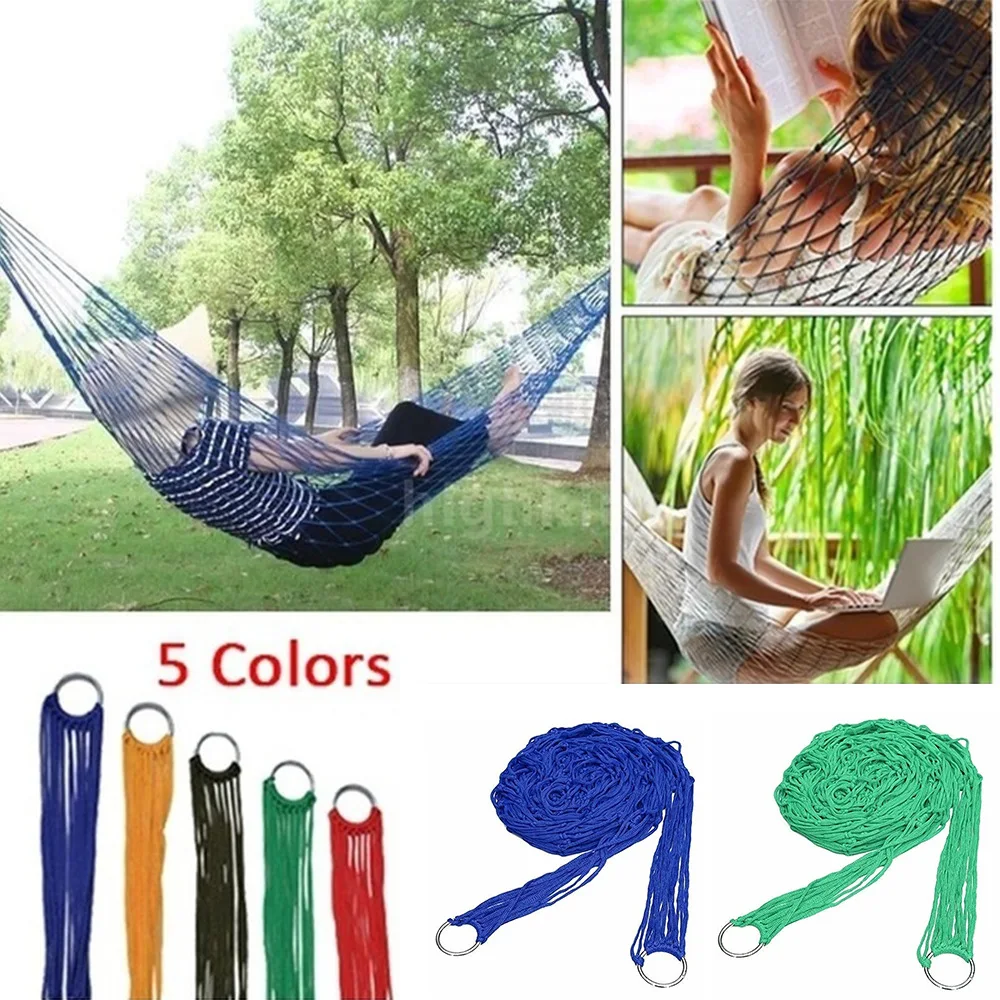 

Nylon Hammock Nylon Hammock Outdoor Indoor Hammock Cotton Thread Thick Cotton Rope Net Pocket Hammock