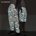 Мужские Харадзюку ночные Цветные Светоотражающие повседневные штаны с принтом грибов уличная Мужская хип-хоп эластичная резинка на талии спортивные штаны для бега