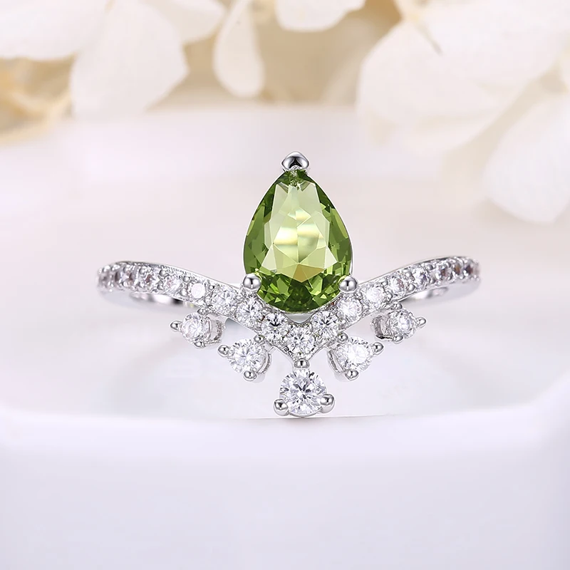 ANGELFRIGG Gold Color Rings With Pear AAA Cubic Zirconia For Women Wedding Anniversary Graduation Party Fashion Jewelry Gift | Украшения и