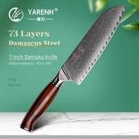 yarenh damascus chef santoku knife professional japan 7 inch damascus steel perfect kitchen knife for cooking slicing dicing
