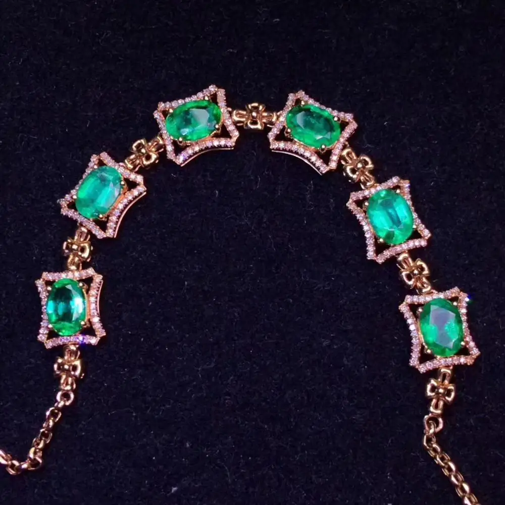 

KJJEAXCMY fine jewelry natural Emerald 925 sterling silver new women gemstone hand bracelet support test luxury trendy