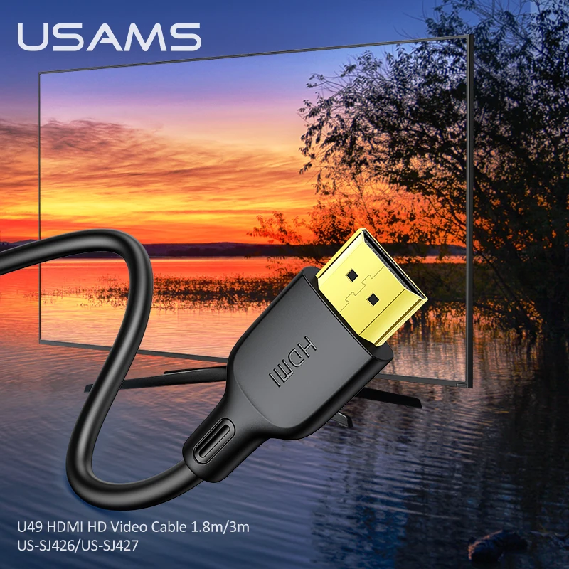 

USAMS 1.8m 3m 4K Ultra HD HDMI-Compatible 2.0 Audio Video Cable For HD TV Box Displayer Laptop Computer PS5 4 3 VR Equipment
