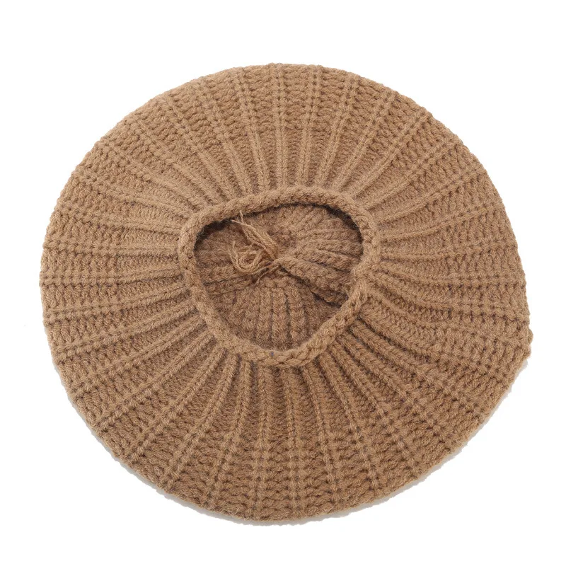 2019 New Wool knit hat beret women female Japanese solid color painter autumn and winter wild warm wool cap berets | Аксессуары для