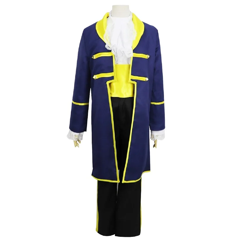 

Movie Beauty and the Beast Cosplay Costumes Blue Trench Coat Suits Beast Wear Clothes Sets