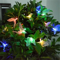 12led fiber optic butterfly solar waterproof stringed light lamp christmas decor led light multicolor butterflies stringed light