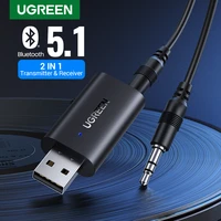 ugreen 2 in 1 bluetooth car adapter bluetooth 5 1 stereo transmitter receiver wireless 3 5mm aux jack adapter car kit mic