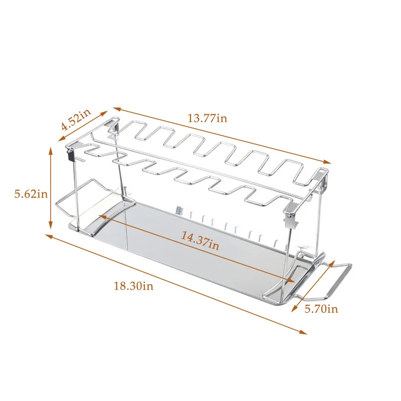 

Stainless Steel Chicken Wing Leg Rack Grill Holder Rack With Drip Pan For Bbq Multi-purpose Chicken Leg Oven Grill Rack 2021