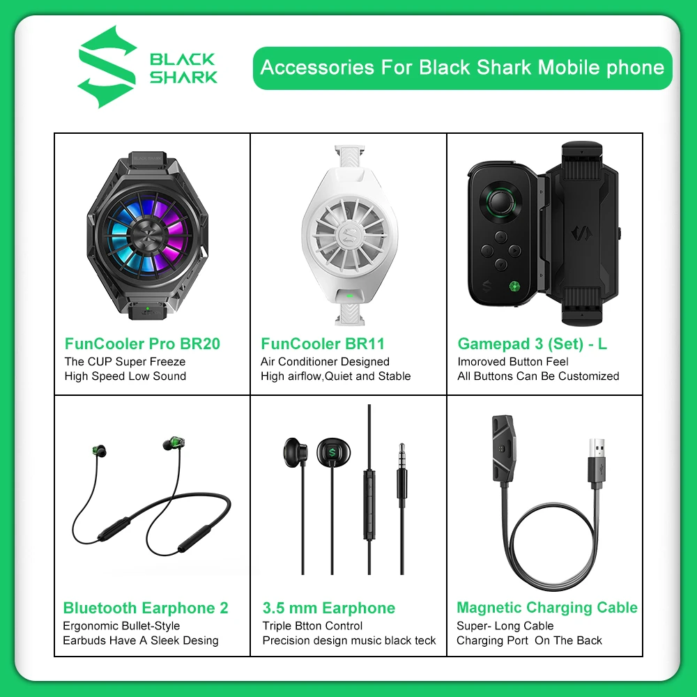 Black Shark FunCooler 2 Pro BR20 BR11 геймпад 3 (комплект)-наушники Bluetooth 5 мм наушники Магнитный