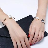 simple and generous design women bracelet 316l stainless steel rose gold color fast shipping nice pearl female bangles