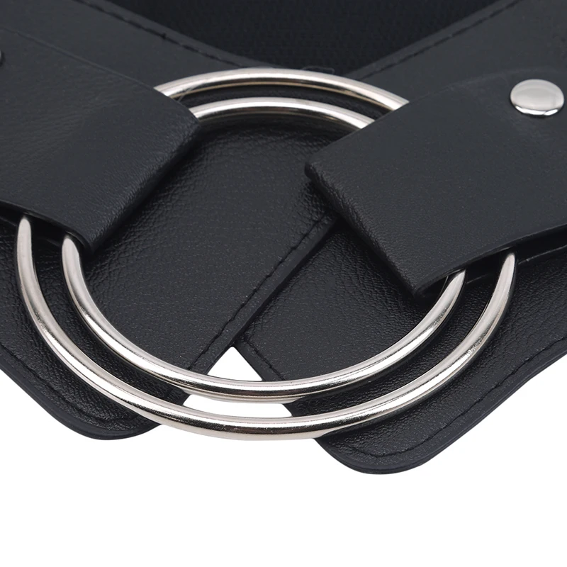 

Vintage Wide Waist Elastic Belts for Ladies Stretchy Corset Waistband Metal Big Ring Women's Belt Fashion Women Cummerbund PU