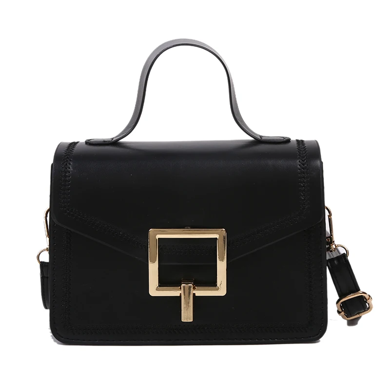 

Retro Lock Designer Brand Shoulder Bag PU Leather Luxury Feminine Crossbody Bag Travel Simple Soild Color Purse Bolsa Feminina