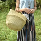 Бамбуковый плантатор корзины для хранения грязного белья солома лоскутное шитье плетеная ротанг водорослей живот садовый цветочный горшок складная корзина ручной работы