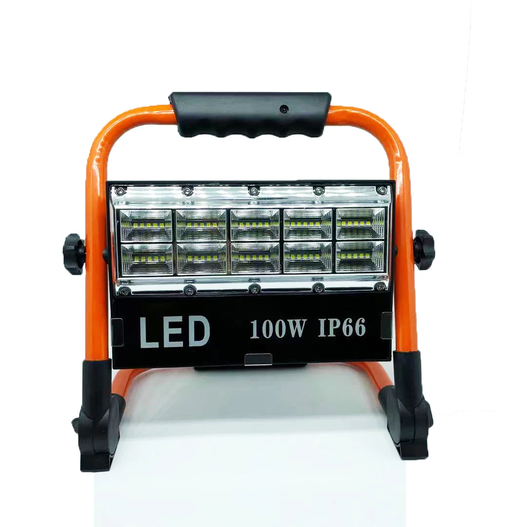 저렴한 충전식 LED 작업등 100W, 슈퍼 밝은 방수 플러드 라이트, 휴대용 작업 조명, 캠핑 차고 작업장용 스탠드 포함