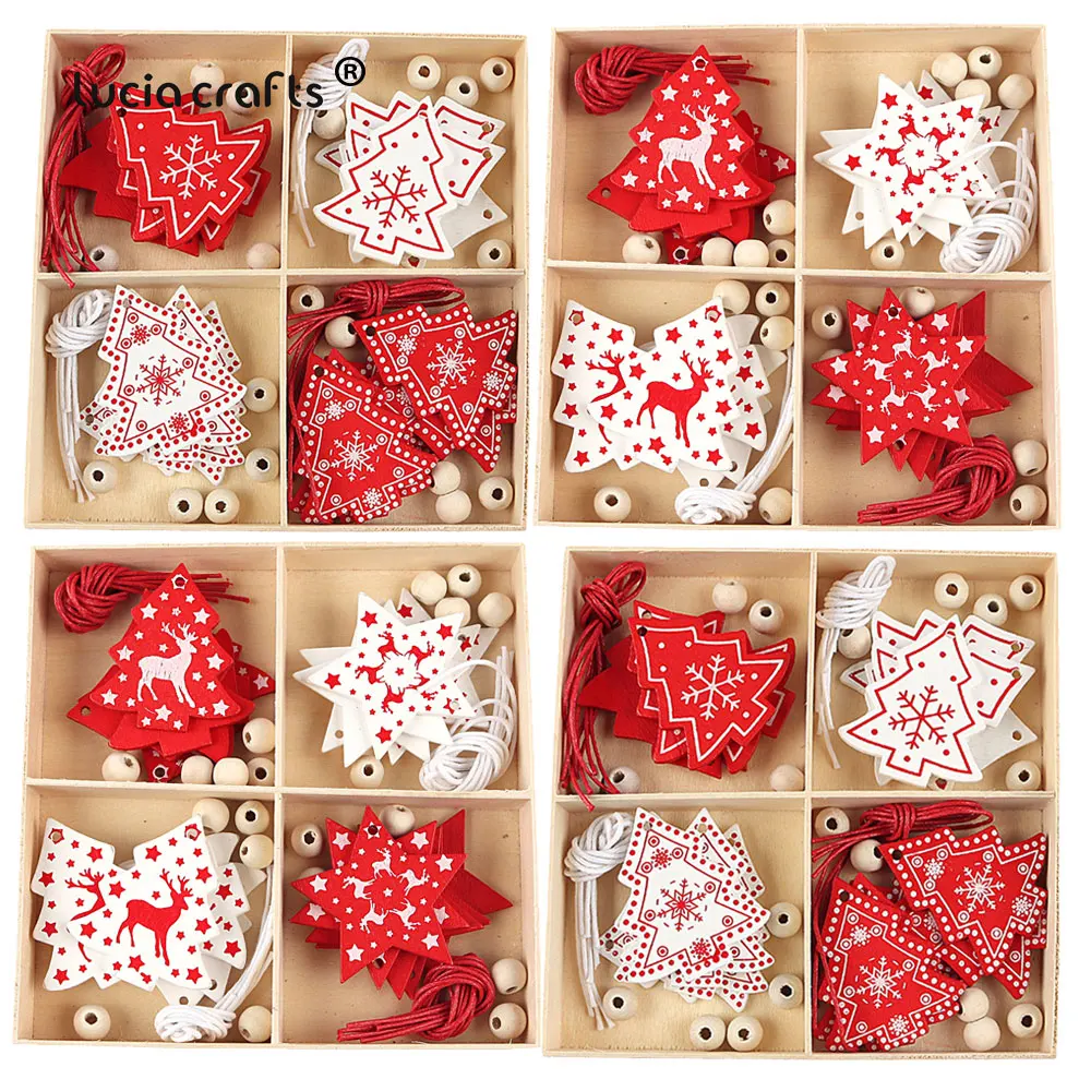 

20 шт рождественские деревянные подвески, украшения, креативные деревянные орнамент с рождественской елкой, рождественские украшения для д...