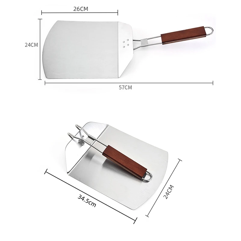 Лопатка для пиццы складная лопатка из нержавеющей стали с деревянной ручкой