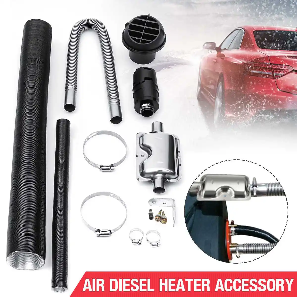 

Дизельный стояночный обогреватель воздуховод + Выпускной вентиляционный обогреватель выхлопная труба + глушитель + воздухозаборный шланг фильтр для Webasto Ebespacher отечественный