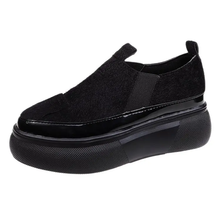 Fujin/обувь на платформе Слипоны толстой подошве Женская повседневная обувь Сезон