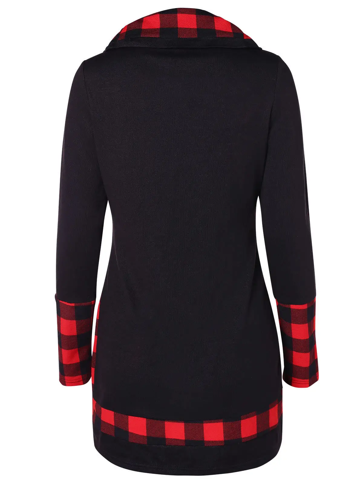 Hot Sale Winter Women Warm Pullover Long Sleeve Plaid Sweatshirt Tops Dress Casual Ladies Hoodies Sweatshirt Irregular Hem