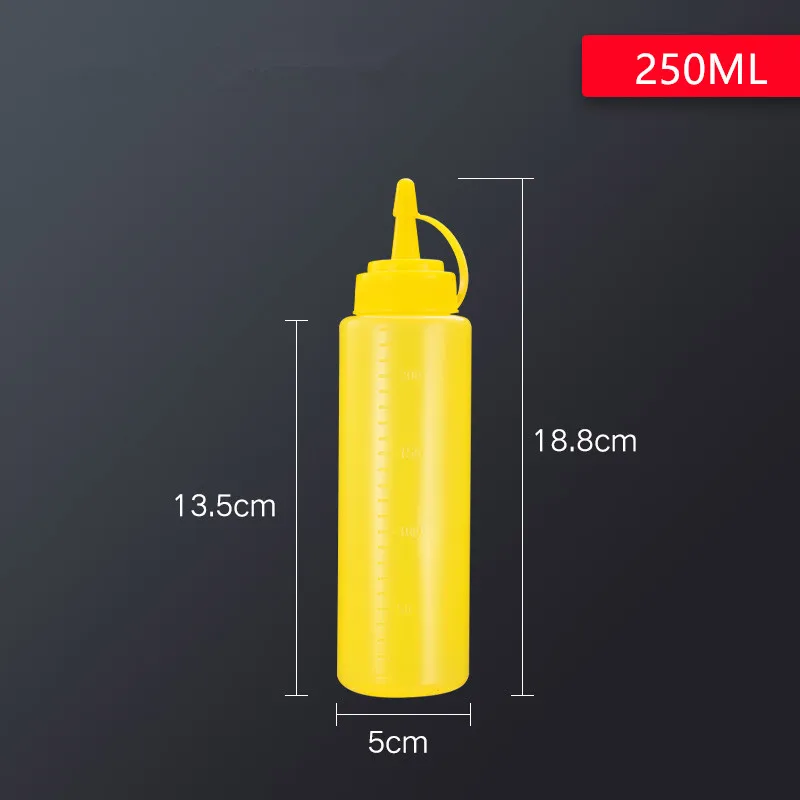 250ML yellow 1 шт. прочные бутылки, пластиковый Кухонный Контейнер для приправы, диспенсер для салата, соуса, масла, кетчупа - Цвет: 250ML yellow