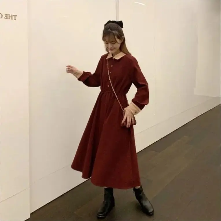 

Retro Dress for Women Autumn Winter Skirt Dresses for Women Vestido De Mujer