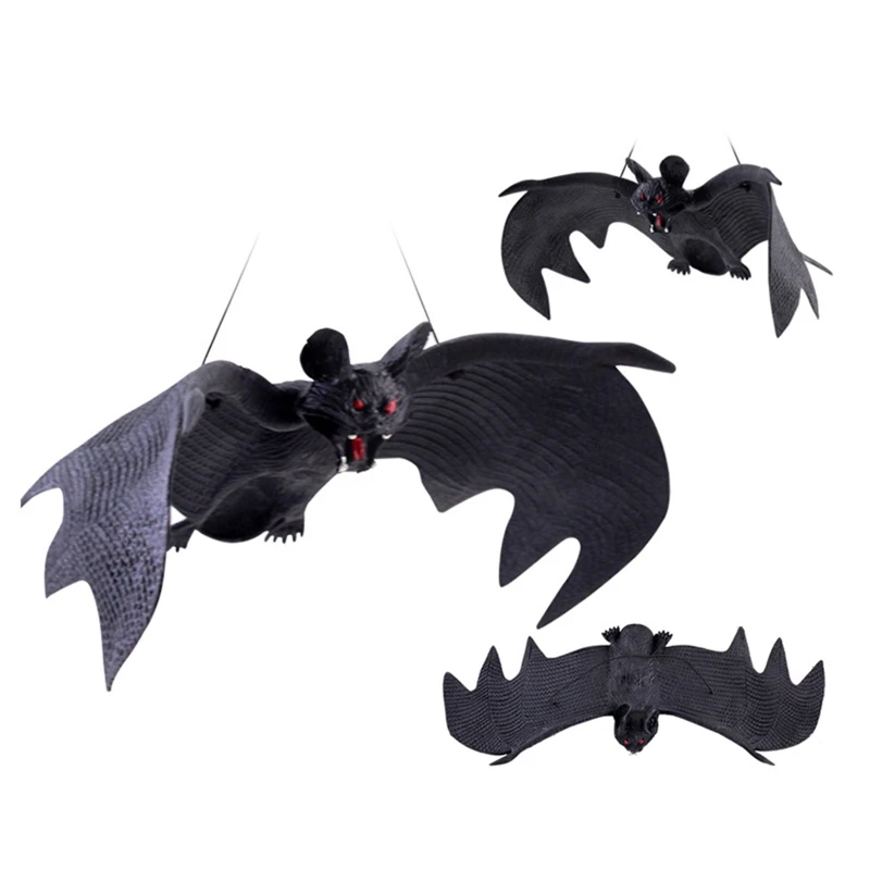 

3pcs/set Halloween Party Decoration Simulation Animal Pendant Scary Bat Toy