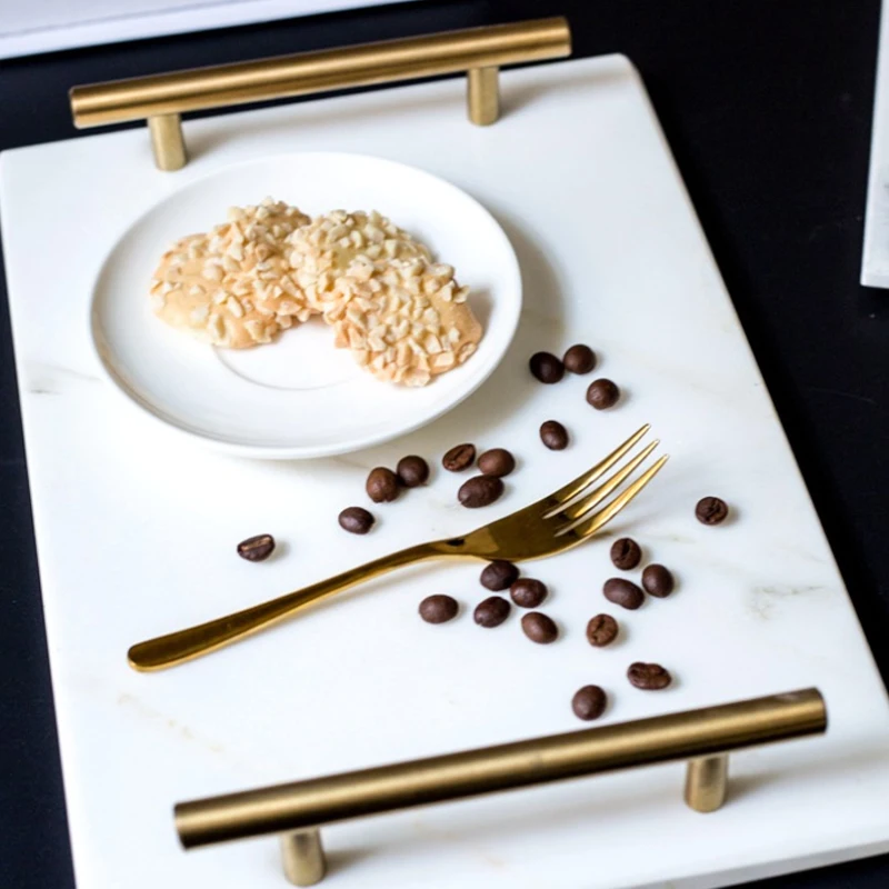 Мраморный поднос для хранения ванной комнаты витрина десерта закуски косметика