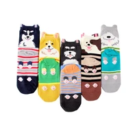 5pairs womens colorful cotton socks autumn winter korean style lovely dog pattern sock ladies and girl fashion art animal socks