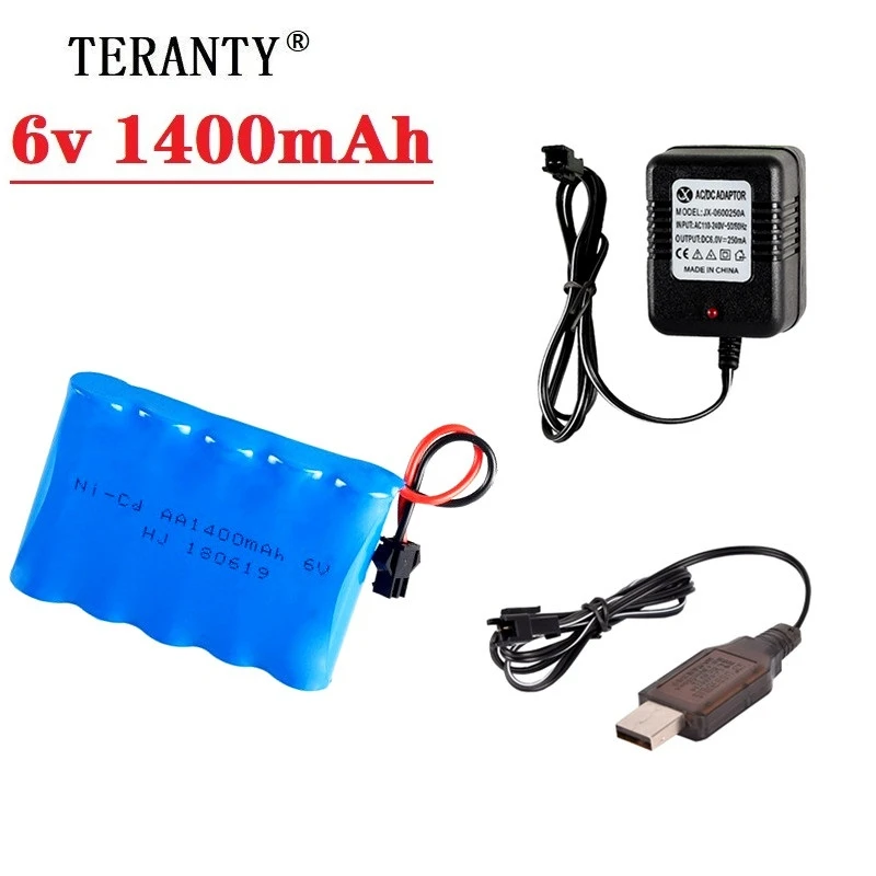6v 1400mah перезаряжаемая батарея + зарядное устройство для Rc игрушки автомобили