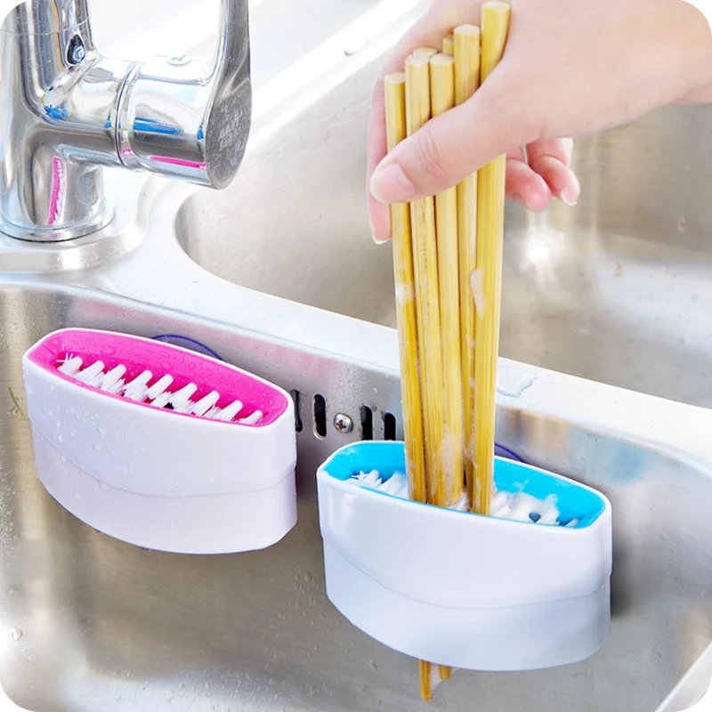 Inside The Sink Spoon Fork Chopsticks Knives Washing Brush Kitchen Cutlery Cleaner Flatware Silverware Scrubber With Suction Cup | Дом и сад