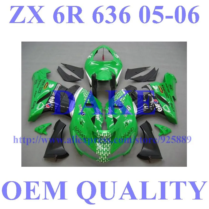 

Green Black Fairing Kit For NINJA ZX 6R 636 05 06 ZX-6R DAKE ZX6R 2005 2006 ZX 6R 05 06 Hi-quality ABS Fairings