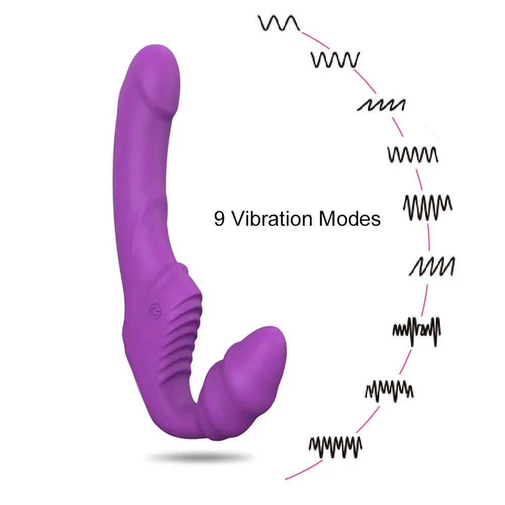 Замок для взрослых Вагина без бретелек вибратор Strapon 9 скоростей Двойной