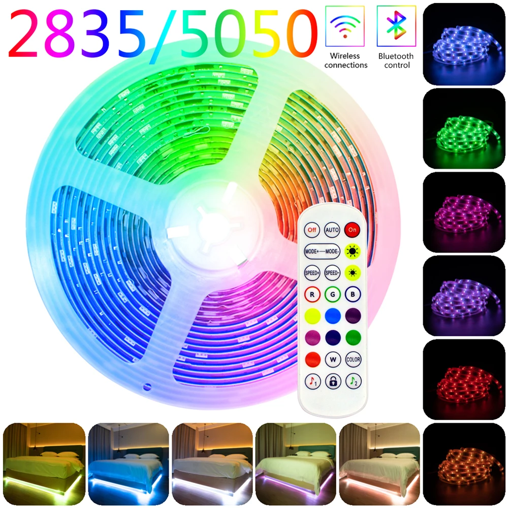 Светодиодная лента RGB 5050 2835 SMD неоновая водонепроницаемая лампа гибкая с диодами