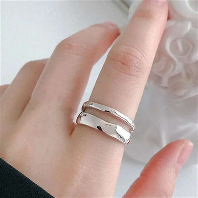 

Korean Gold Ring For Women Fashion Opening Adjustable Punk Stainless Steel Ladies Ring Valentines Day Gift Jewelry