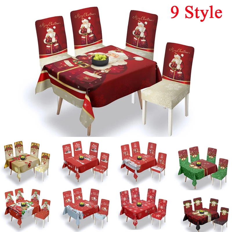 

Водонепроницаемая Рождественская скатерть и искусственная ткань прямоугольной формы для обеденного стола с Санта-Клаусом для вечеринки