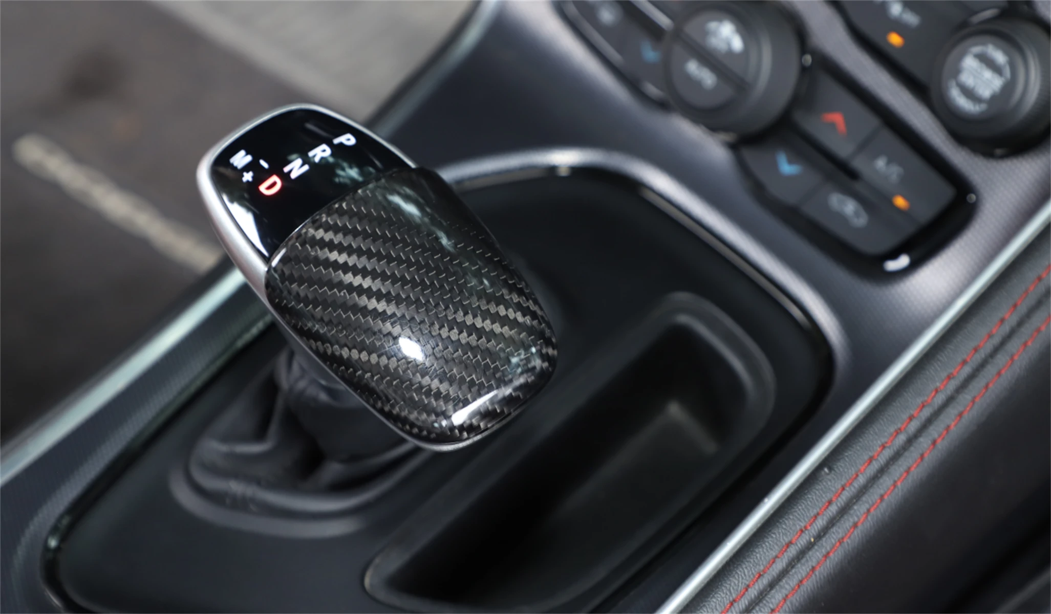 

Gear Handle Decal Cover Trim Stickers for Dodge Challenger 2015+ Car Interior Real Carbon Fiber Decorative Accessories