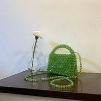 handmade beaded small square bag designer brand clear acrylic pearl purses and handbags party dinner bag can be customized color