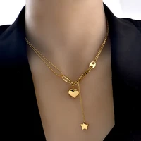 2021 new stainless steel pendant necklace for women fashion vintage love heart charms chain choker luxury party women jewelry