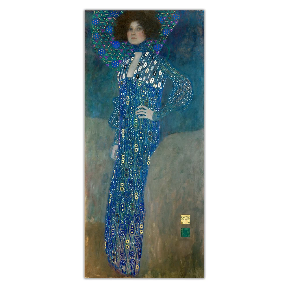 Цитон Густава Климт lady леди в синем Canvas холст искусство картина маслом