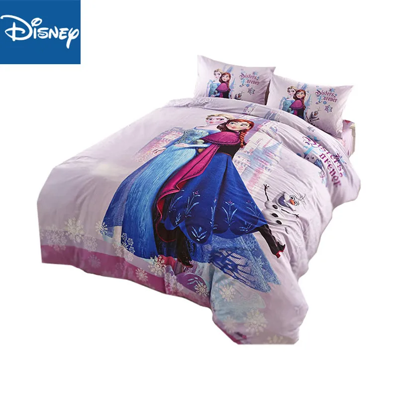 

Frozen Elsa Anna queen size comforter bedding set for girls purple tiwn size duvet cover 3/4/5 pcs pillowcase sham 3D hot sale